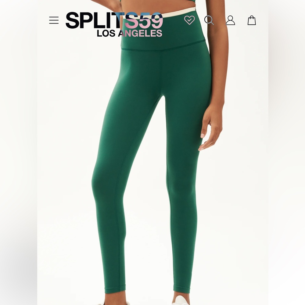 Splits59 Dual High Waist Airweight 7/8 leggings. Green. Size small.